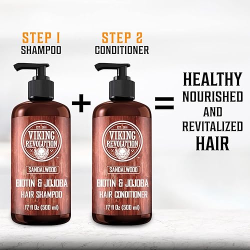 Miniatura 6 de Viking Revolution Sandalwood - Champú para hombre con biotina y aceite de jojoba, champú natural para el cabello para hombres con vitamina B5 y