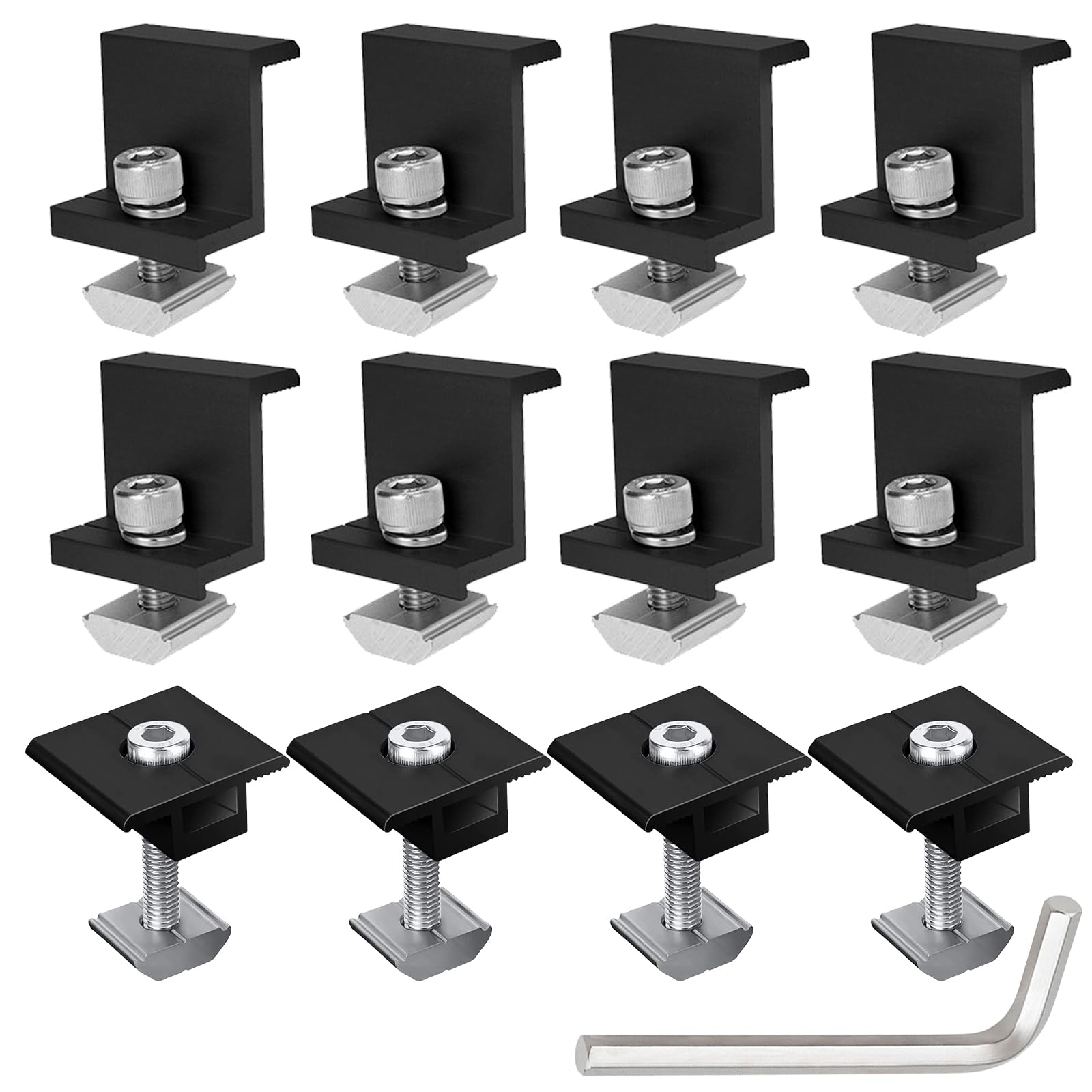 12 Stück Halterung Balkonkraftwerk, Solarmodul Halterung Endklemme 30mm-35mm Schwarz, Solarpanel-Z-Halterung,Für Solarpanel Halterung,Trapezblech Flachdach Montage PV Befestigung Set