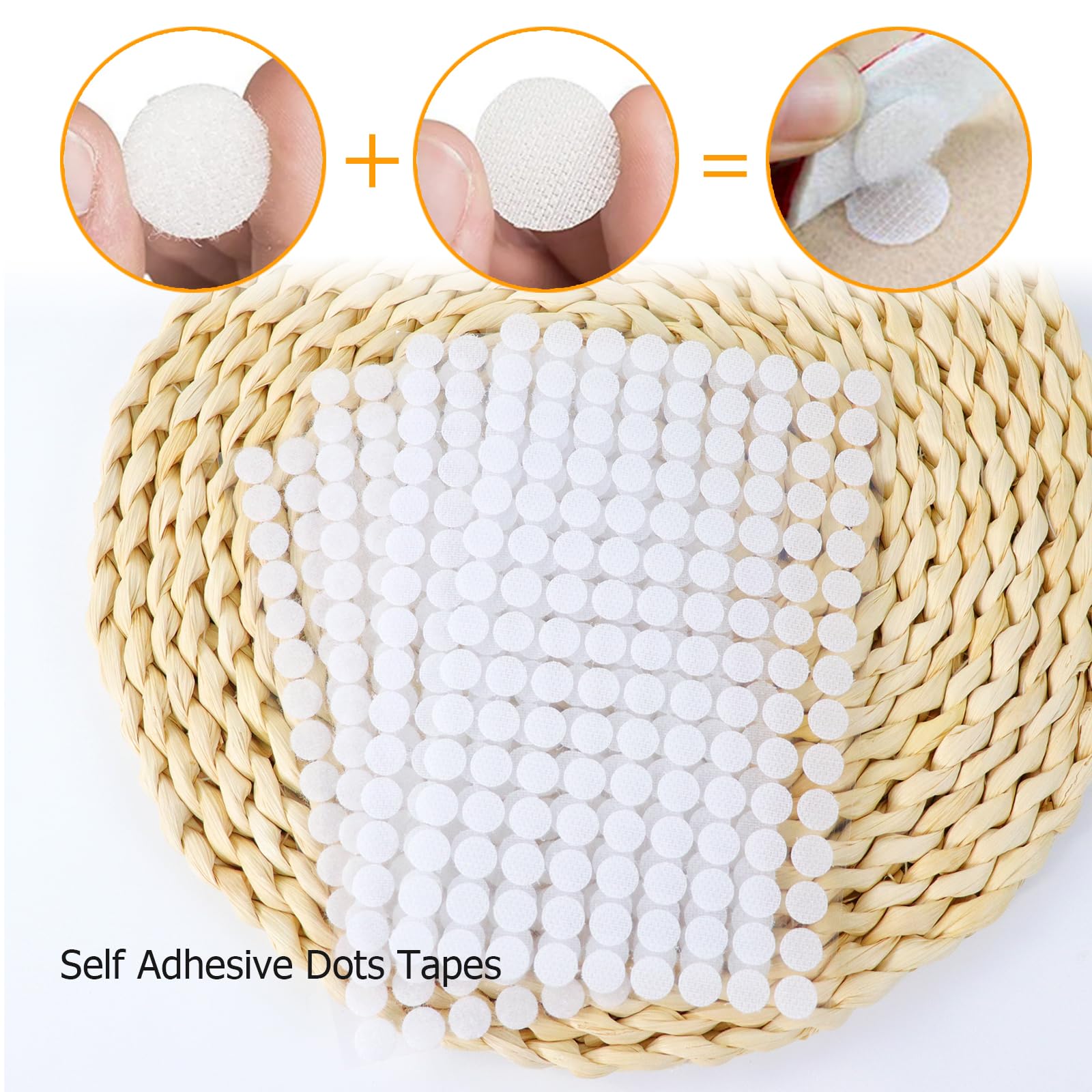 Redamancy Scratch Autocollant Rond 270 Paires 10mm Autocollantes Hook & Loop Pastille Adhesive