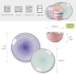 Selamica Ceramic 12-Pieces Dinnerware Sets, Kitchen Ceramic Plates and Bowls Sets, Dishes Set Service for 4, Dinner Salad Dessert Plates and Cereal Bowls Set, Gift, Gradient Color