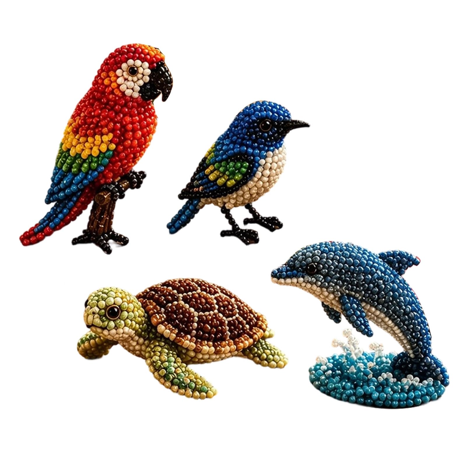 Saterkali DIY 3D Animal Beading Kit, Plastic Bead Craft Set with Comprehensive Accessories, Beginner Bead Animal Figurine Project for Teens Adults, Tabletop Home Decor and Shelf Display E