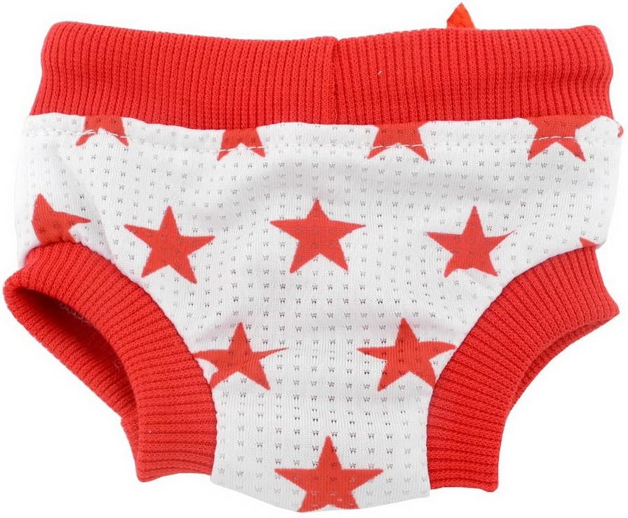 SMALLLEE_LUCKY_STORE Pet Dog Diaper Female Male Reusable Doggy Pants Diapers Star Pattern Puppy Short Panty Diaper Red White S - Image 4