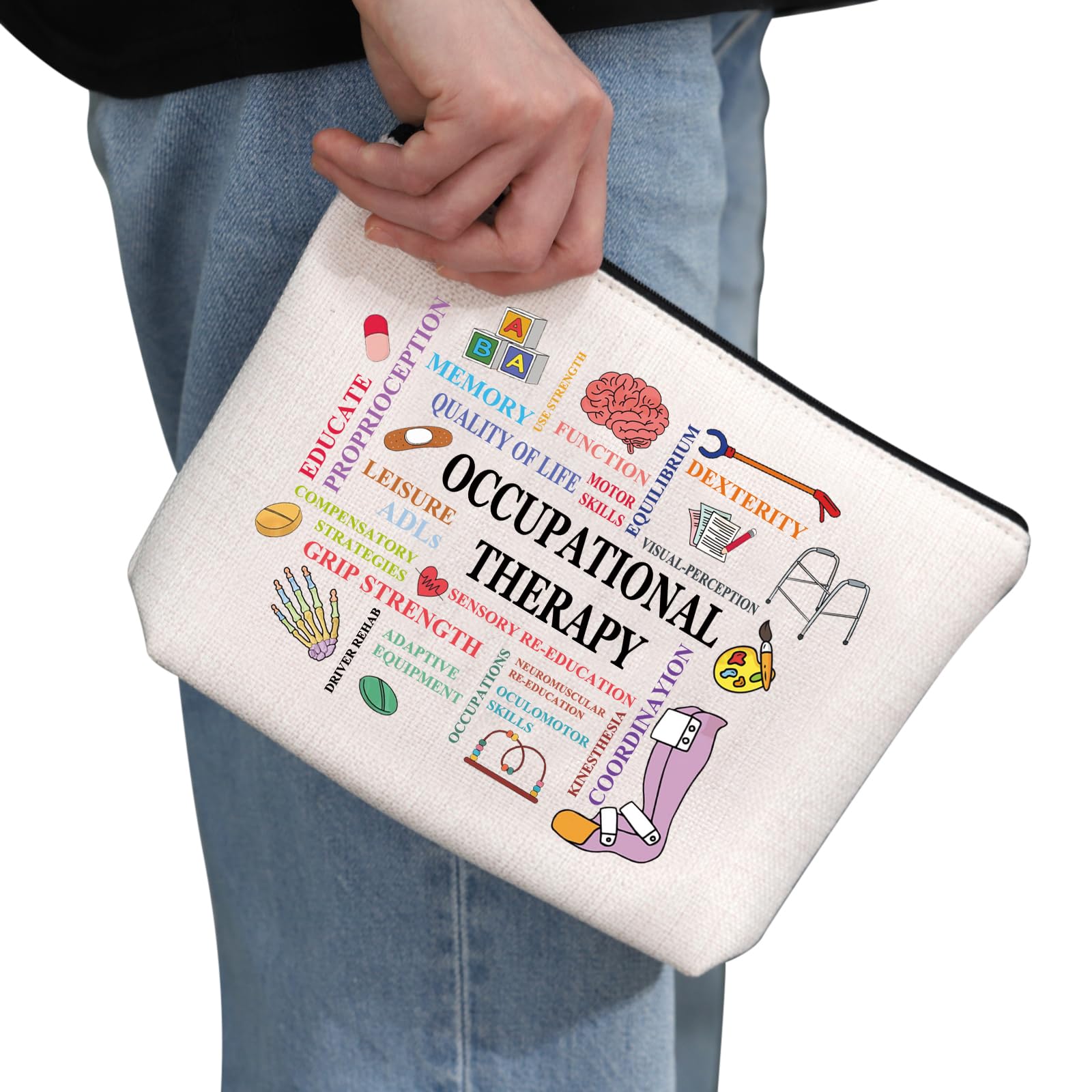 PYOUL OT Appreciation Thank You Gift Occupational Therapist Makeup Bag Occupational Therapy Therapist Cosmetic Bag OT Graduation Gift (Occupation Therapist B) - Image 2