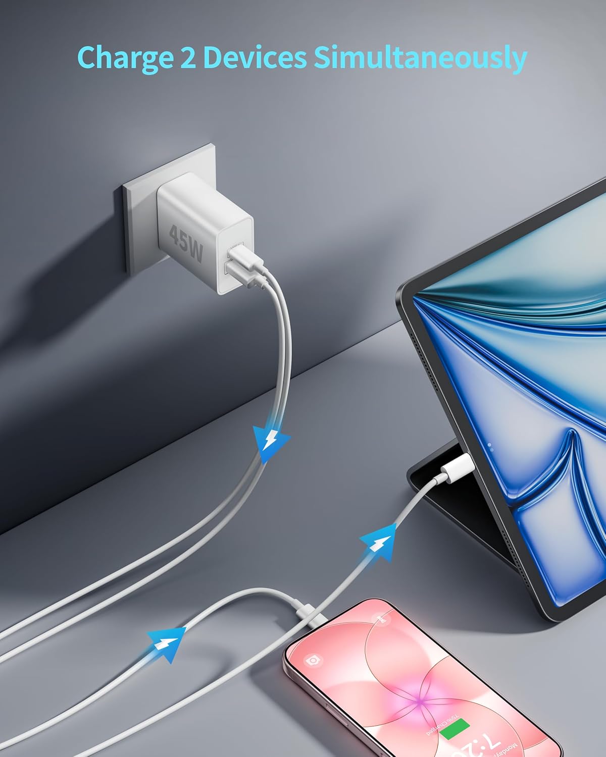 iPhone 17e/17 Fast Charger, 3-Pack 45W Type C Super Fast Charging Block PD/QC Dual Port USB C Wall Charger with 10FT Long USB C Cable Power Cord for iPhone 17e/17/17 Pro Max/16/15 Pro Max/Plus, iPad