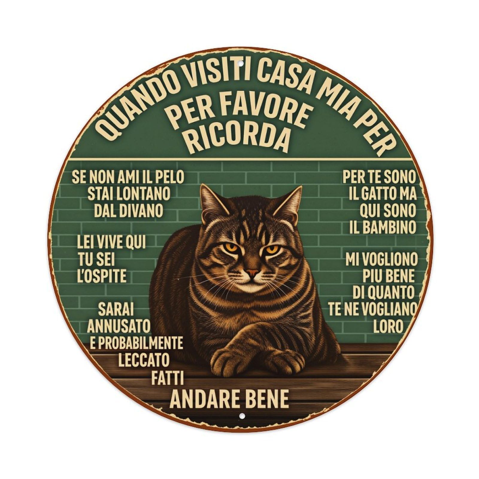 Cat Warning Sign Pattern Metal Tin Sign Vintage Garden Bedroom Cafe Bar Man Cave Home Wall Decor Metal Poster 8x8 inches