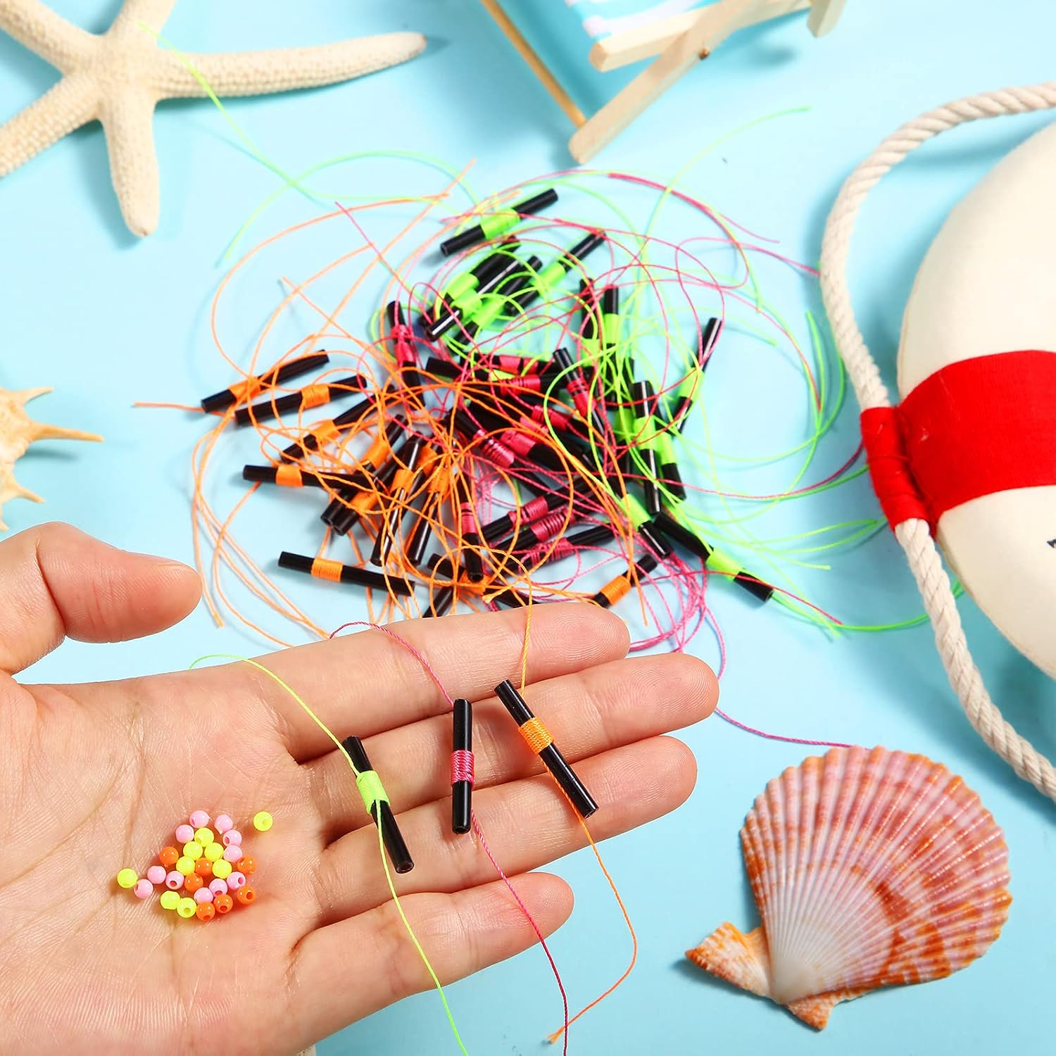Sumind Bobber Stops for Fishing, Float Bobber Stops String Knots with Beads