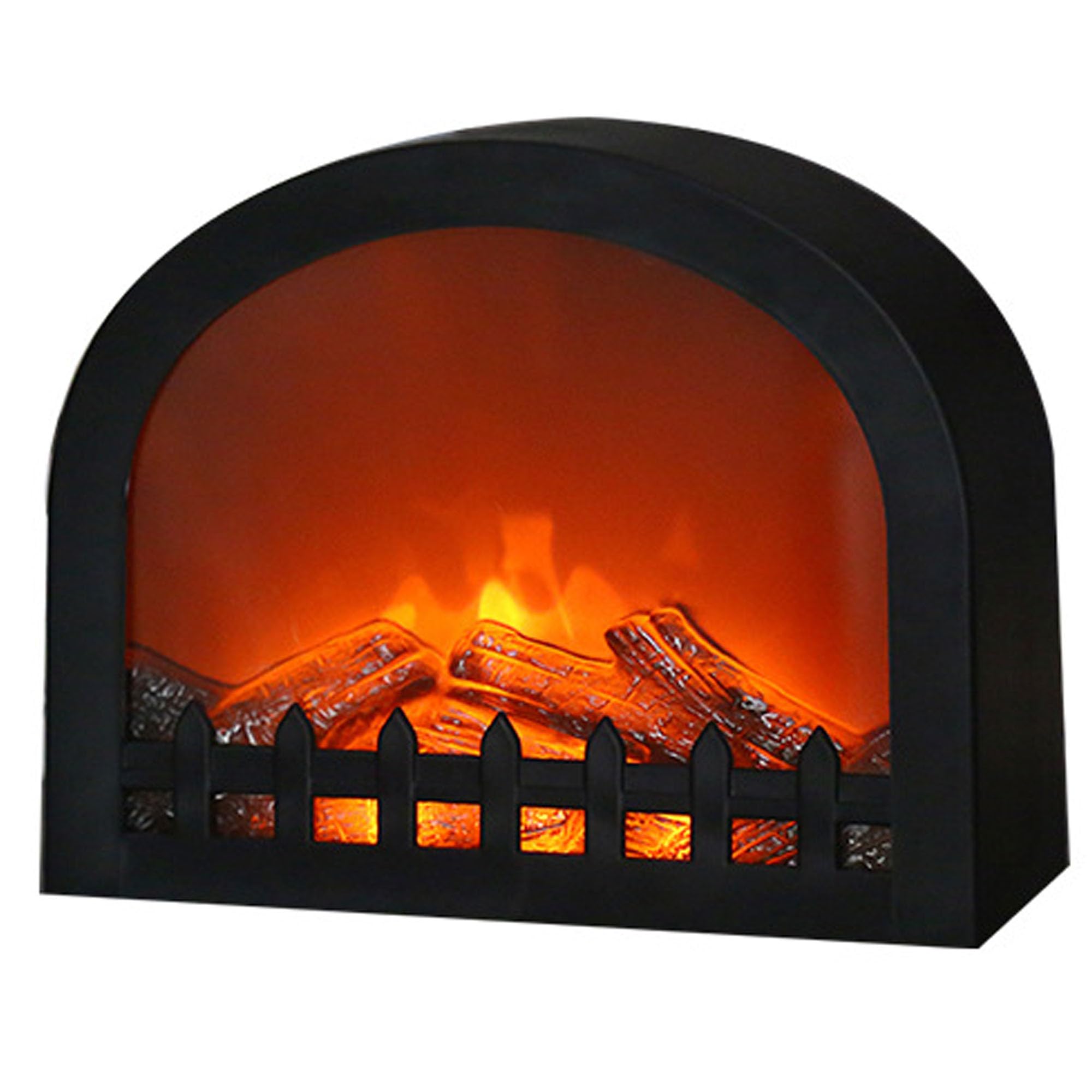 WowWarm - Faroles decorativos para chimenea, pequeña chimenea falsa para interiores y exteriores, lámpara LED con efecto de llama, funciona con baterías/USB (sin función de calentador)