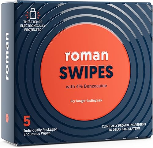 Roman Swipes Toallitas de acción rápida, prácticas y de venta libre aumentan la resistencia, formuladas con 4% de benzocaína, cuenta con un