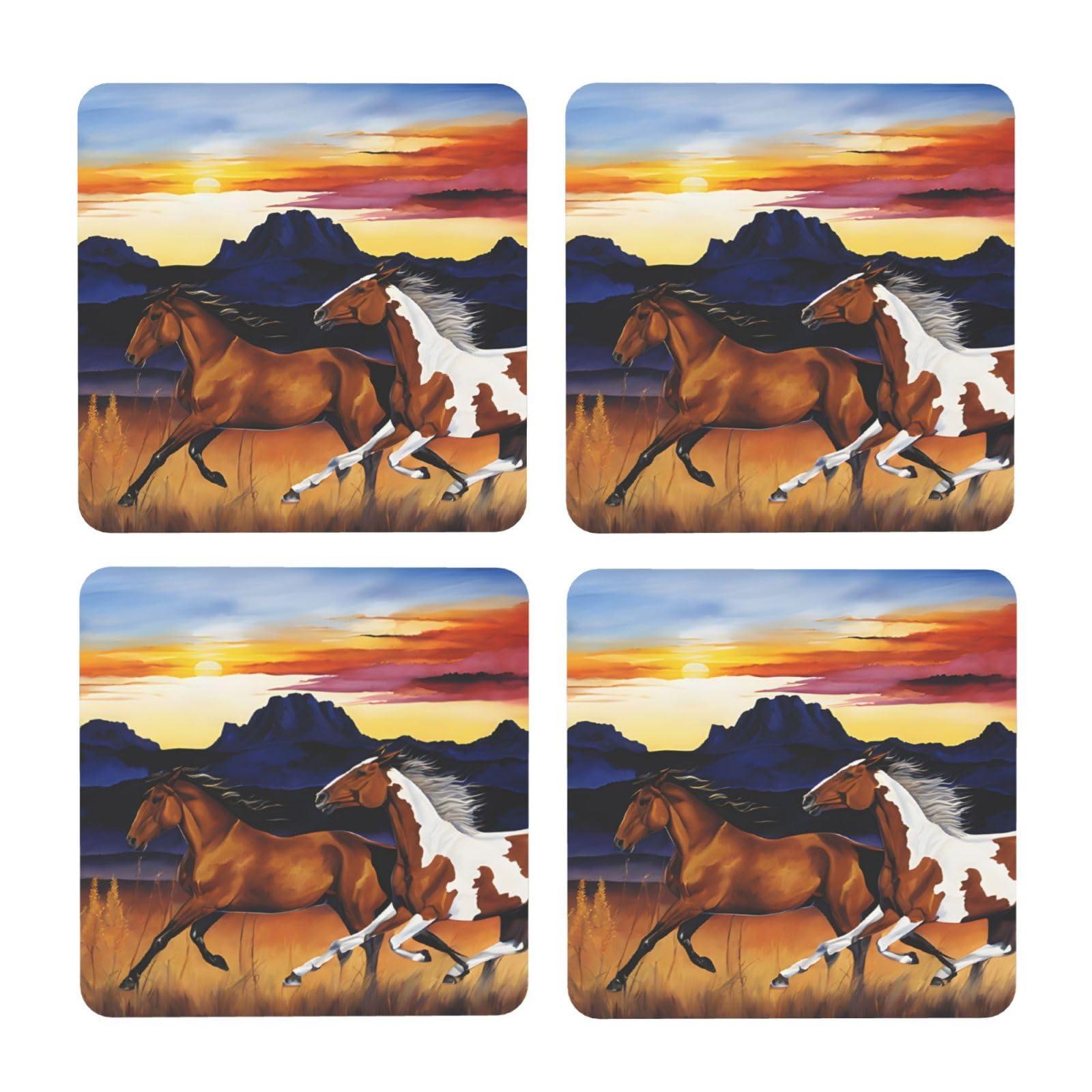 4 Dessous de verre carrés en liège et MDF pour verres et tasses