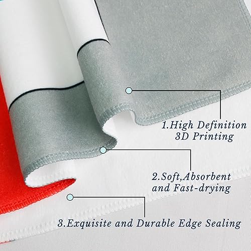 Miniatura 4 de Juego de 2 toallas de mano para baño, cocina, color rojo, negro, gris, blanco, decorativas, ultra suaves, absorbentes, para baño, cocina, juego de 2