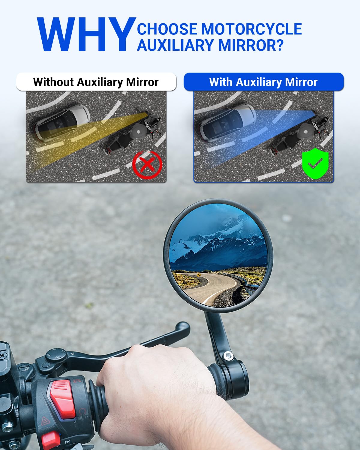 SUPAREE Specchietti Moto Manubrio Specchi Bar End Omologati Specchietti moto Omologati Rotondi per Motociclo Scooter Cruiser