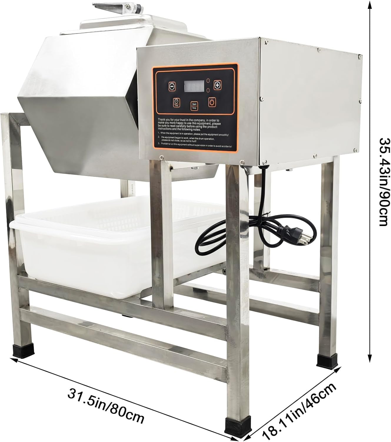 Electric Meat Vegetable Marinator, Hexagonal Tumbler Rotatable Marination 45QT Commercial Stainless Steel Food Marinating Tool Meat Pickle Machine for Jerky, Sausage Bacon Computer Control