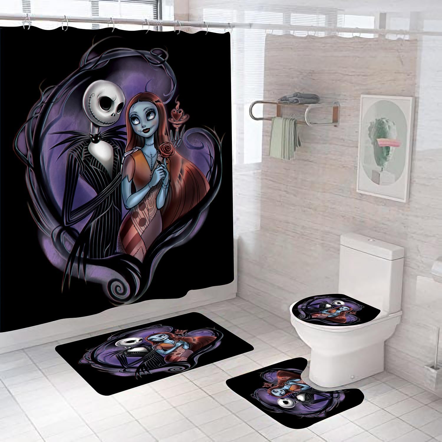 DDQTOUCH 4 PCS Nightmare Before Christmas Bathroom Sets