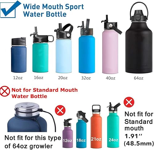 Miniatura 5 de XACIOA Tapa de popote compatible con botella de boca ancha Hydro Flask y la mayoría de botellas de agua deportivas, compatible con botellas de 12,