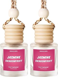 Premium Car Air Freshener Diffuser Set (2 Pack) - Jasmine Dragonfruit Fragrance Oil, 45+ Day Long-Lasting Hanging Auto Freshener