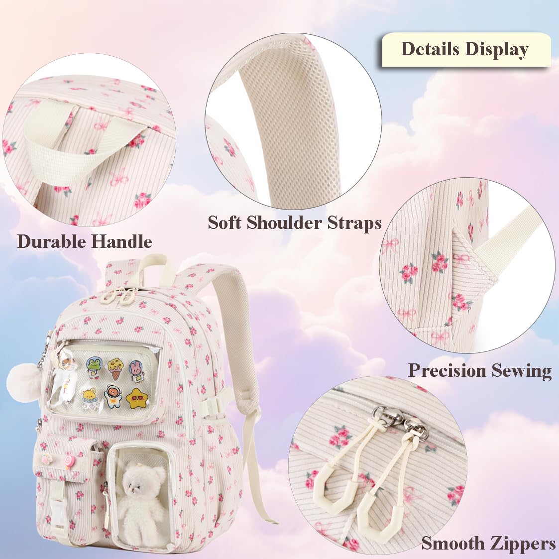 Kimwadalh Mochilas Unicornio Mochila Infantiles Niñas Set de Mochila Escolar Primaria Niñas Bolsa de Escolar para Niños Mochilas Unicornio para Niñas