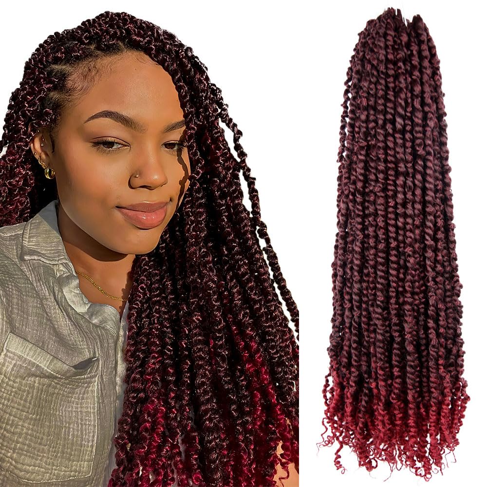 BOHOBABE Long Pre-twisted Passion Twist Crochet Hair 30 Inch Pre-looped Long Crochet Passion Twist Braiding Hair 8 Packs Soft Bohemian Twists (T118)