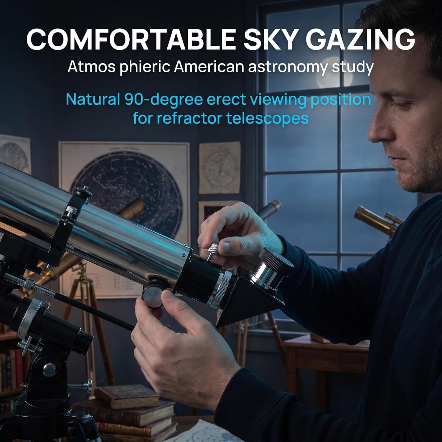 ULTECHNOVO 0.96 inch Telescope Mirror Erecting Diagonal Adapter 90 Degree Diagonal Mirror for Refractor and Catadioptric Telescopes Eyepiece Accessory for Correct Image Viewing