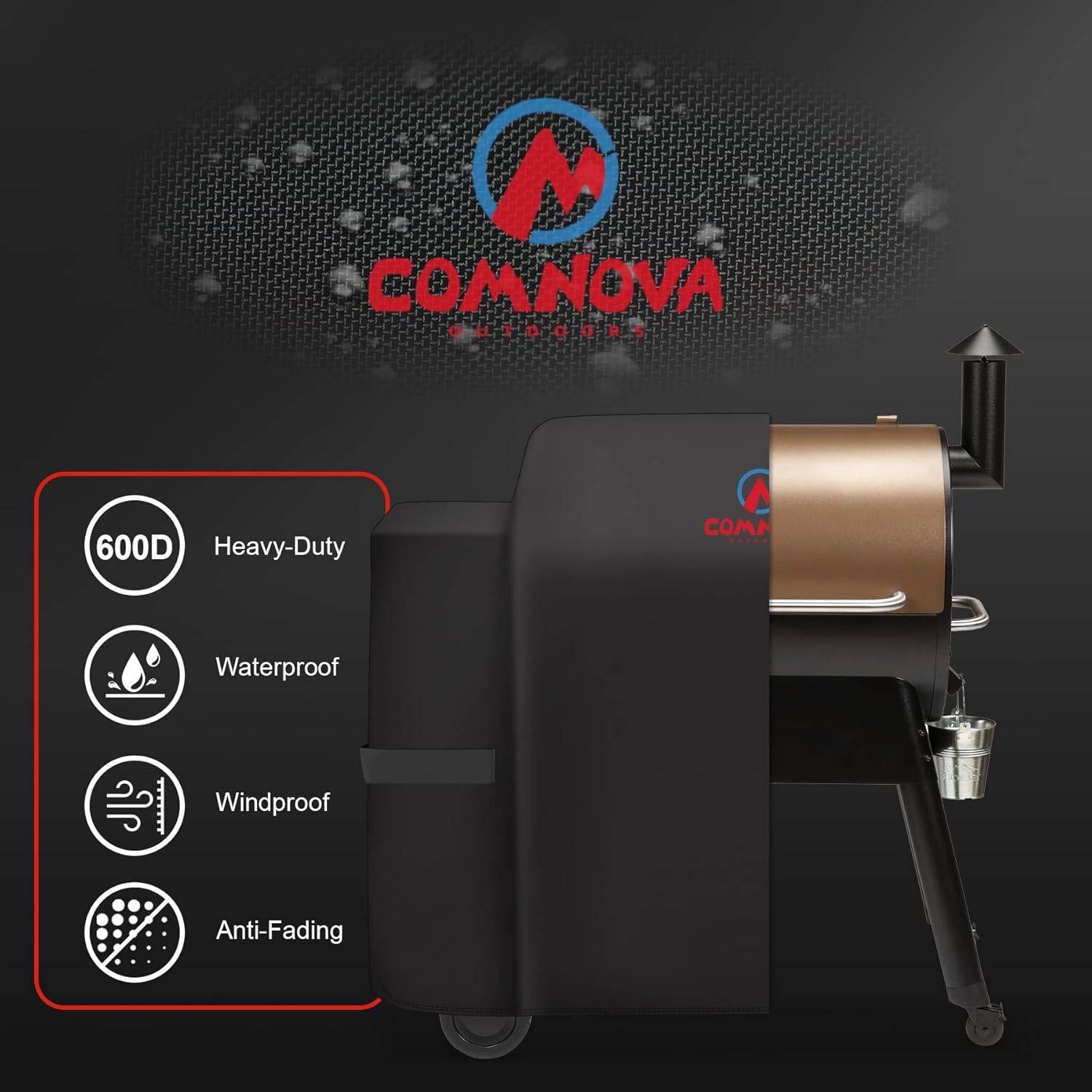 Comnova Grill Cover for Traeger Pro 34 & 780 Series - 600D Wood Pellet Smoker Cover for Traeger Waterproof & Heavy Duty, Premium Pellet BBQ Cover for Treager Pro 34, Pro 780, Texas, Z Grills and More - Image 3