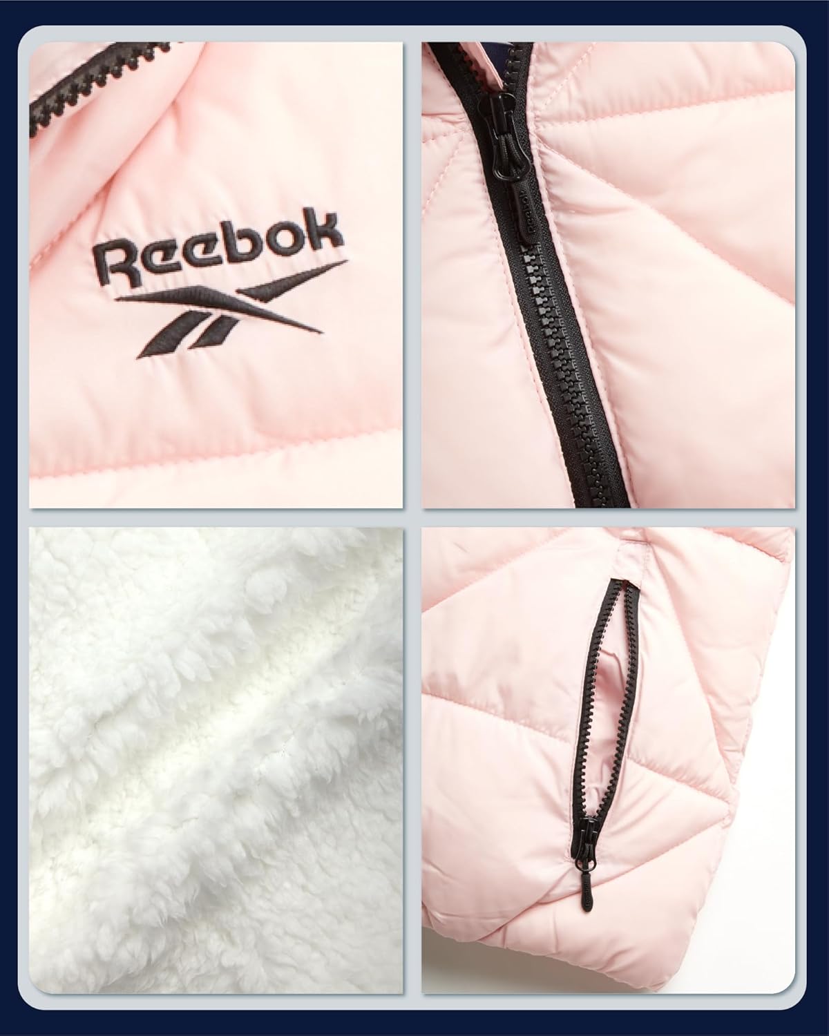 Reebok Girls Winter Coat - Heavyweight Quilted Sherpa Fur Lined Cropped Parka Puffer Jacket - Warm Winter Coats for Girls - Image 5