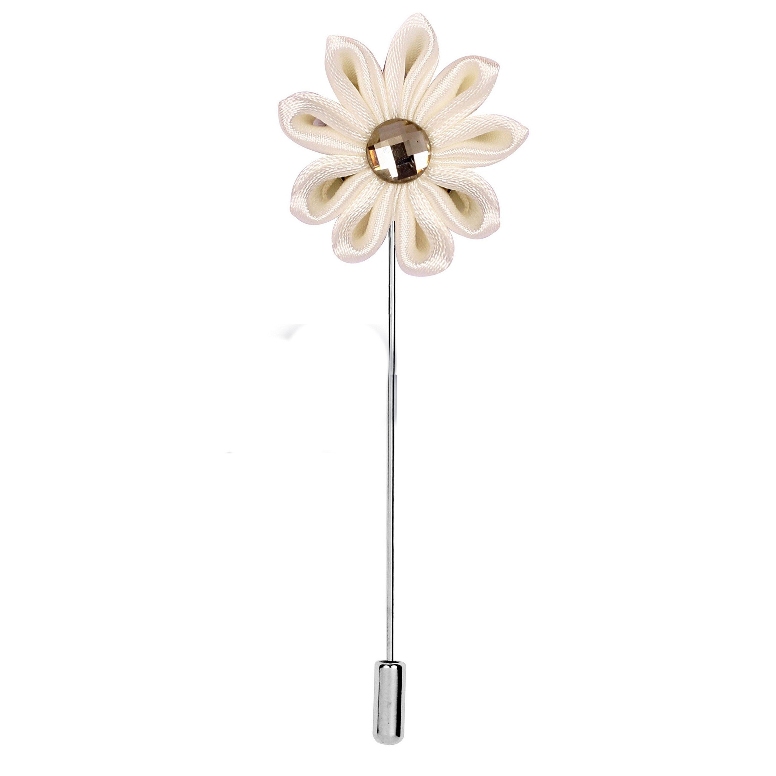 peluche Glowing Petals - White Colored Brooch/Lapel Pin for Men-picture-26