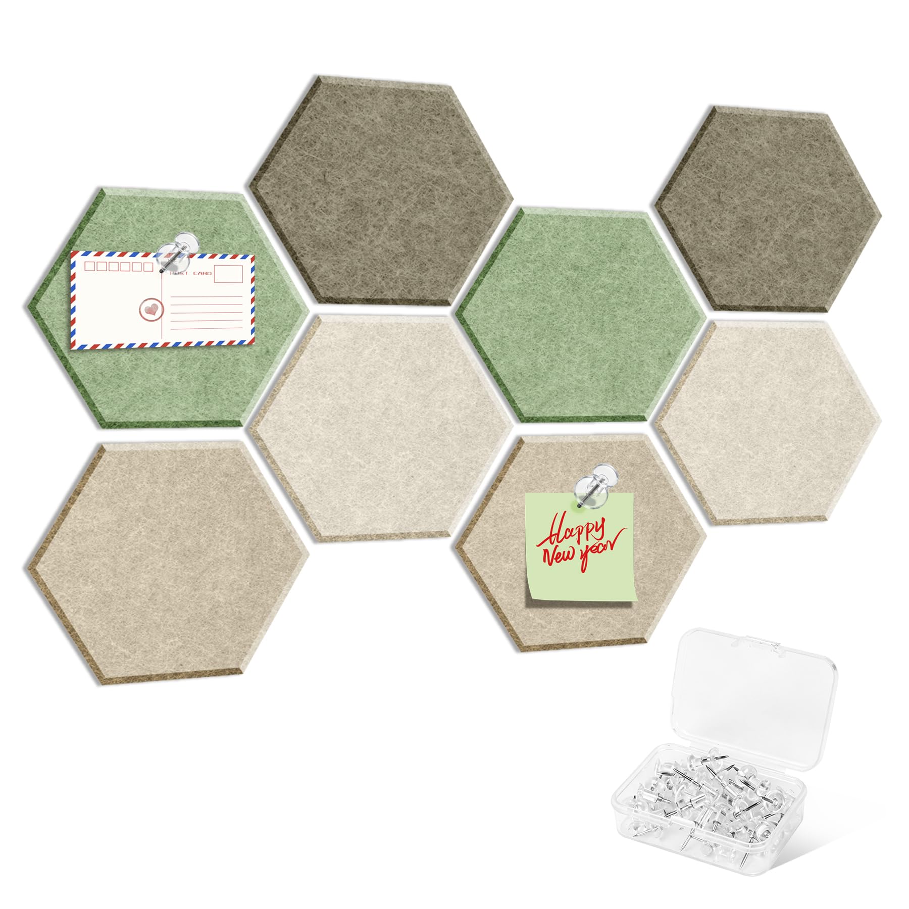 8PCS Hexagon Felt Bulletin Cork Tiles, Bulletin Board for Walls Decor