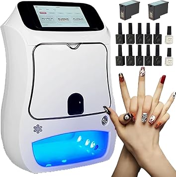 3D Automatic Smart Nail Machine Nail Printer-Touch Screen,Nail Art Painting Polish Machine,Digital Mobile Nail Art Printer 2400dpi,Intelligent Nail Edge Recognition,for Home Nail Studios