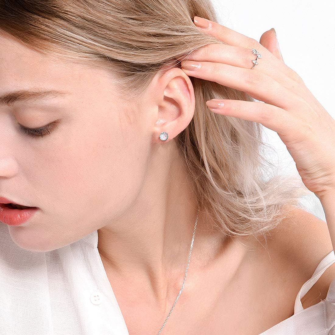 ChicSilver 925 Sterling Silver Earrings Sparkling Heart/Round/Princess Cut Birthstone Earrings for Women Birthday Jewelry with Gift Box - Image 3