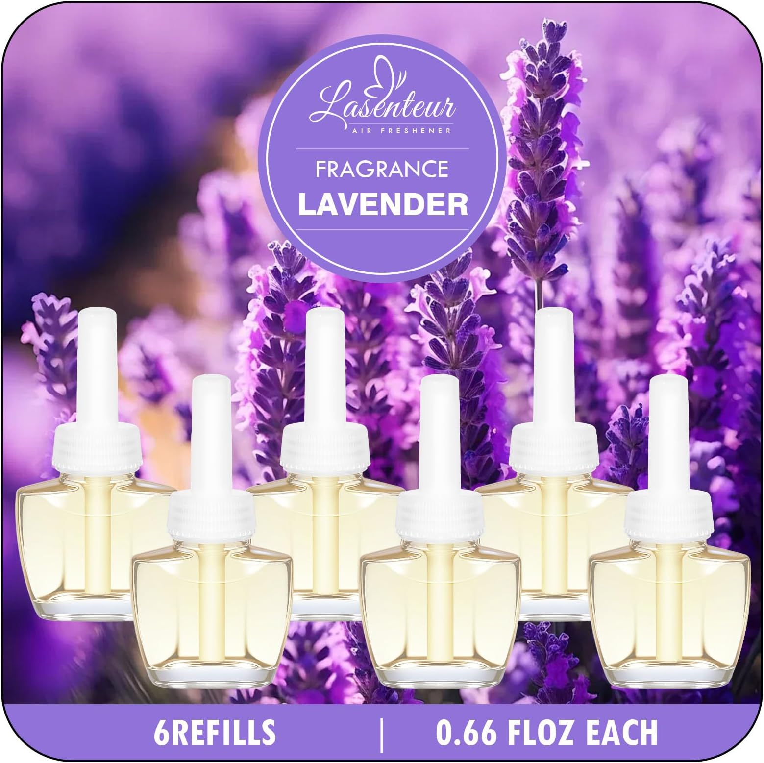 Plug In Air Fresheners Refills, Lavender Plug in Refills, 6 Packs | Compatible with Air Wick & Glade Plug in, Long Lasting Fragrance Refill for Home Bedroom Office