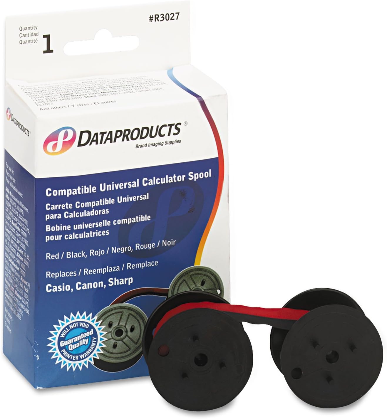 Dataproducts R3027 Compatible Ribbon - Compatible Universal Calculator Spool C Wind Black/Red Nylon Ribbon (OEM# 19-2076-891) by Dataproducts