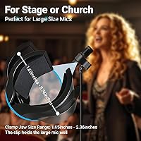 Vista 4 de Paquete de 2 clips de micrófono, clip de micrófono duradero y ajustable para soporte, compatible con micrófonos de gran diámetro para escenario