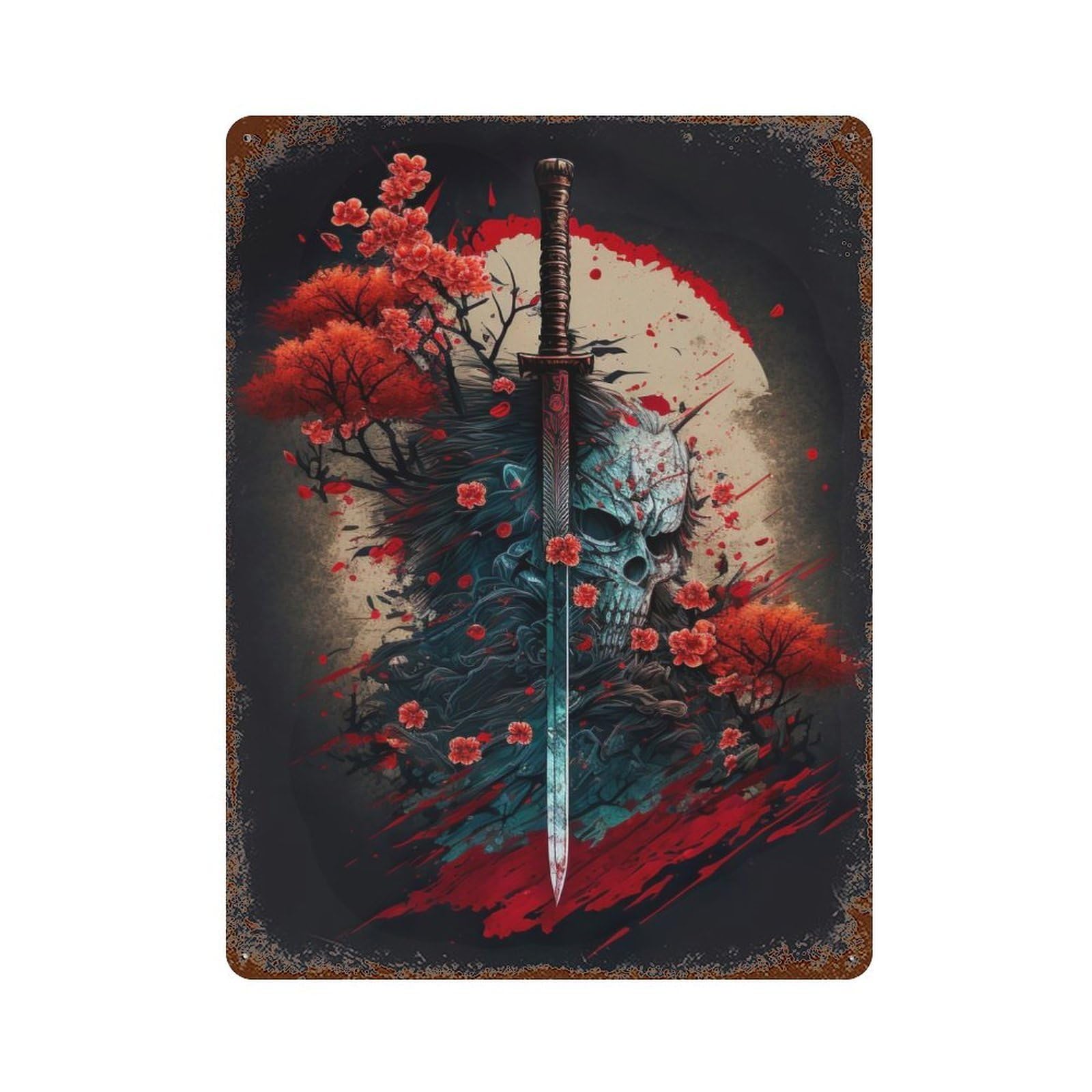 Rust Effect Deadly Blade Rusty Metal Tin Sign 15.7"x11.8", Rustic Home Decor for Living Room, Hallway And Home Decor
