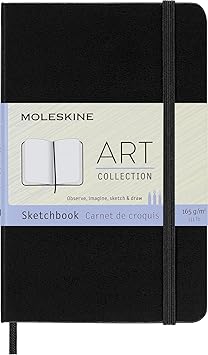 Moleskine Art Sketchbook، Hard Cover، Pocket 3.5 "x 5.5" Plain / Blank، Black، 80 Pages
