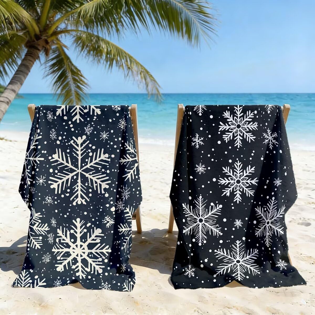 Ręcznik plażowy z mikrofibry, zestaw 2 dużych ręczników kąpielowych 100 x 200 cm, szybkoschnący śnieg ręcznik kąpielowy, ręczniki plażowe, sportowe ręczniki z mikrofibry do podróży -4062
