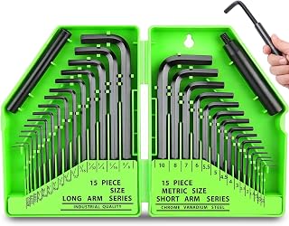 SWANLAKE Hex Key Allen Wrench Set: 32PCS Hex Key Set with Torque Handle, Standard SAE(0.028"-3/8") & Metric(0.7mm-10mm) in Storage Case, Heat Treated Chrome Vanadium Steel