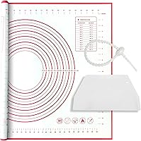 Xianzi 32x24 Inch Large Silicone Baking Mat Non-Stick Pastry Kneading Mat with Measurements, Dough Scraper & Cable Tie