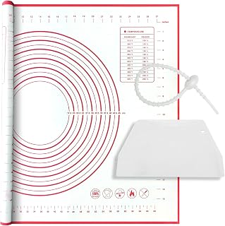 Xianzi 32x24 Inch Large Silicone Baking Mat Non-Stick Pastry Kneading Mat with Measurements, Dough Scraper & Cable Tie