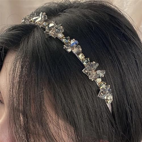 2 Pcs Headband Rhinestones Hairbands Gold Metal Headbands White Grey Faux Rhinestones Hairbands Decor Hair Hoop Metallic Bridal Hair Hoop Wedding Hair Accessories For Women Girls #TOP3