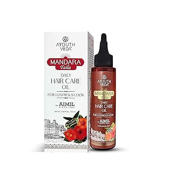 Ayouthveda Mandara Taila Daily Hair Care Oil for Lustrous Look | Fenugreek Seeds and Nourishing Sesame Oil | Shinky Hair, Moisturizing Hair (Pack of 1, 100 Ml Each)