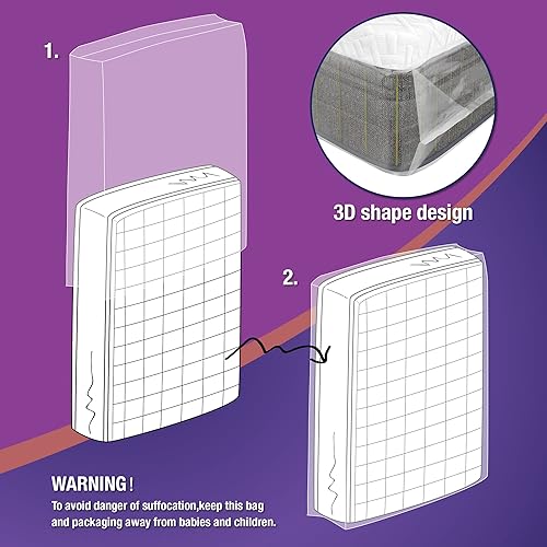 Miniatura 2 de Bolsa de colchón para almacenamiento en movimiento, funda de colchón resistente de 5 mil, súper gruesa y resistente a desgarros (Queen)