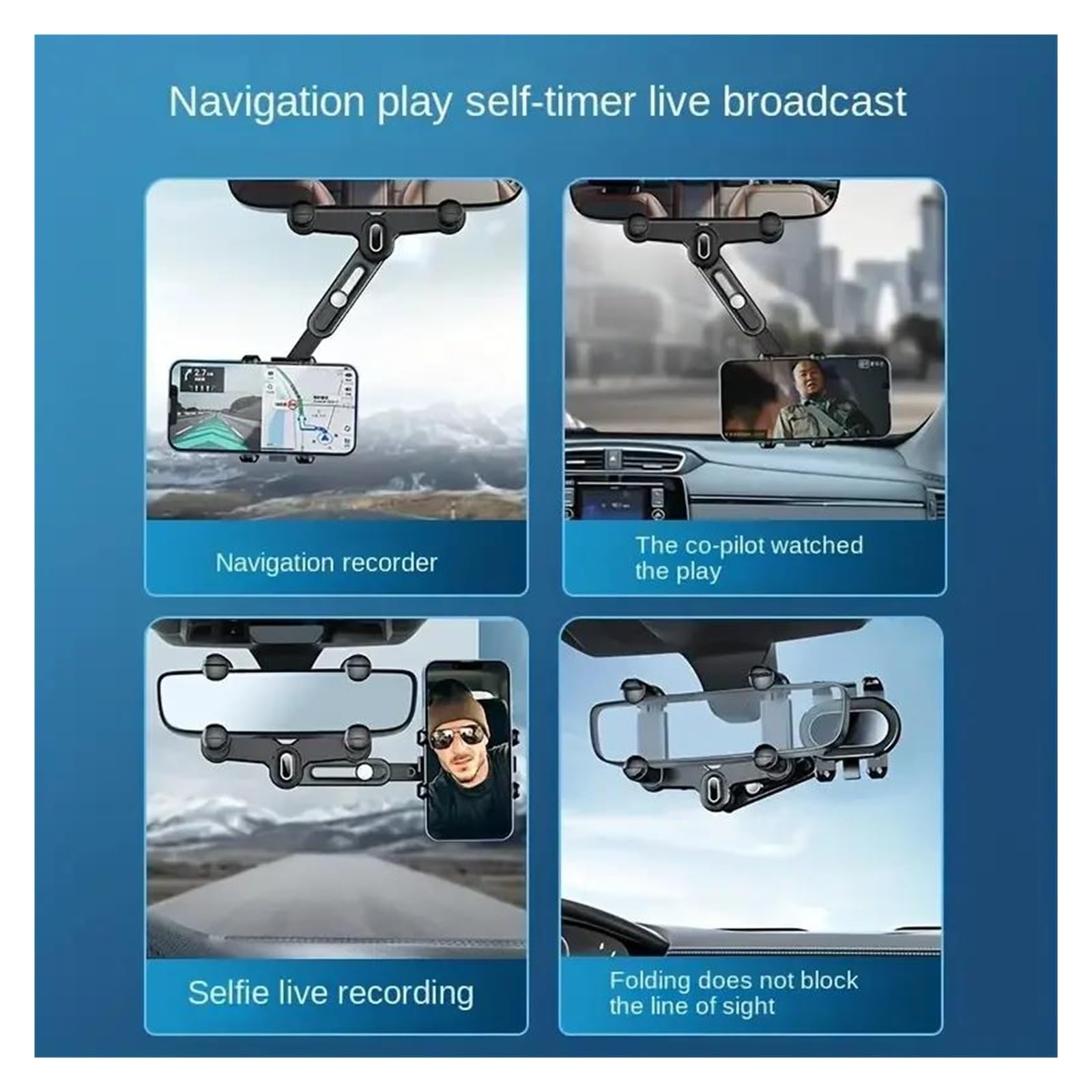 Porta Cellulare Auto Supporto per telefono con specchietto retrovisore per auto girevole a 360°