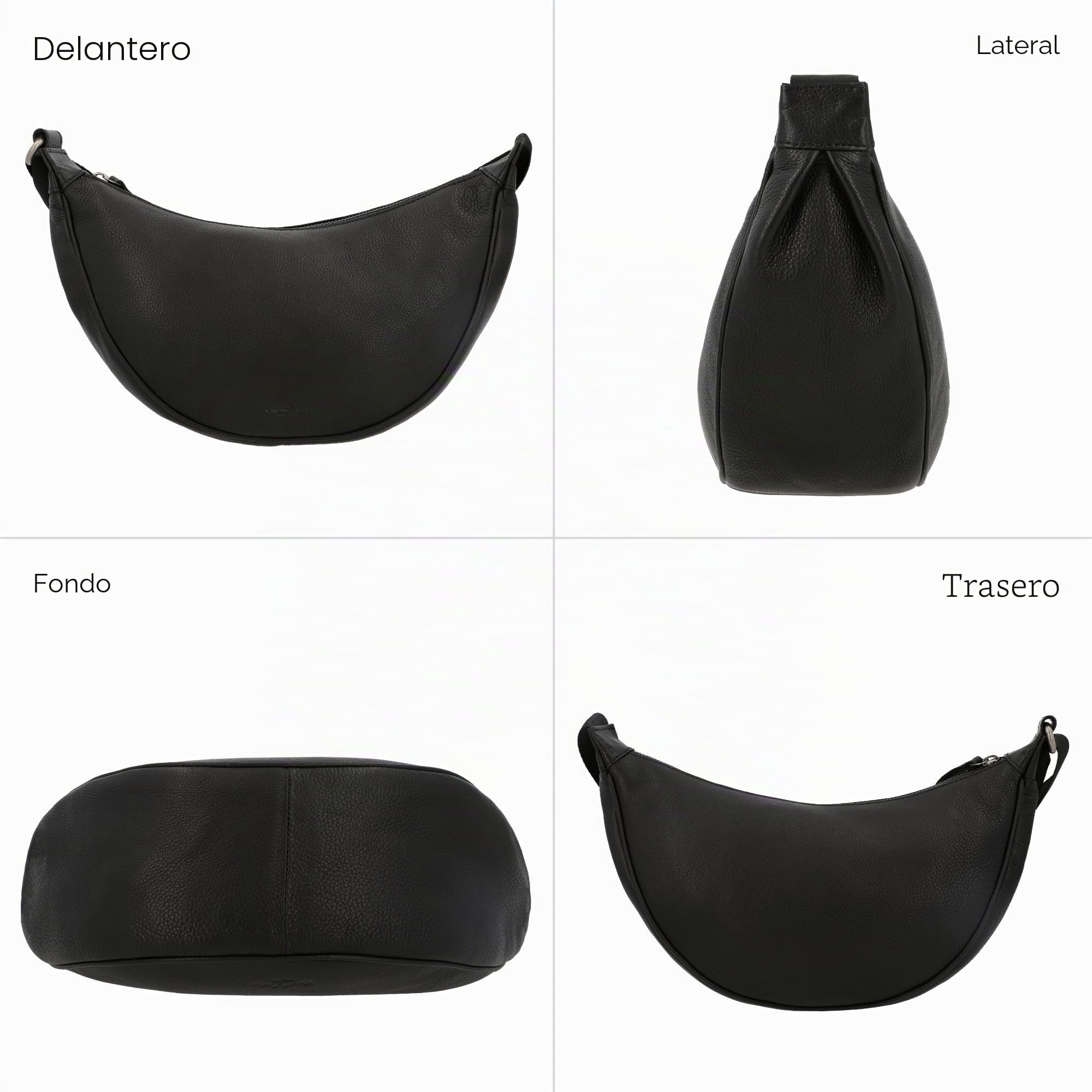 Gusti Bandolera de Cuero - Erika bolso de mano bolso hombro cuero negro