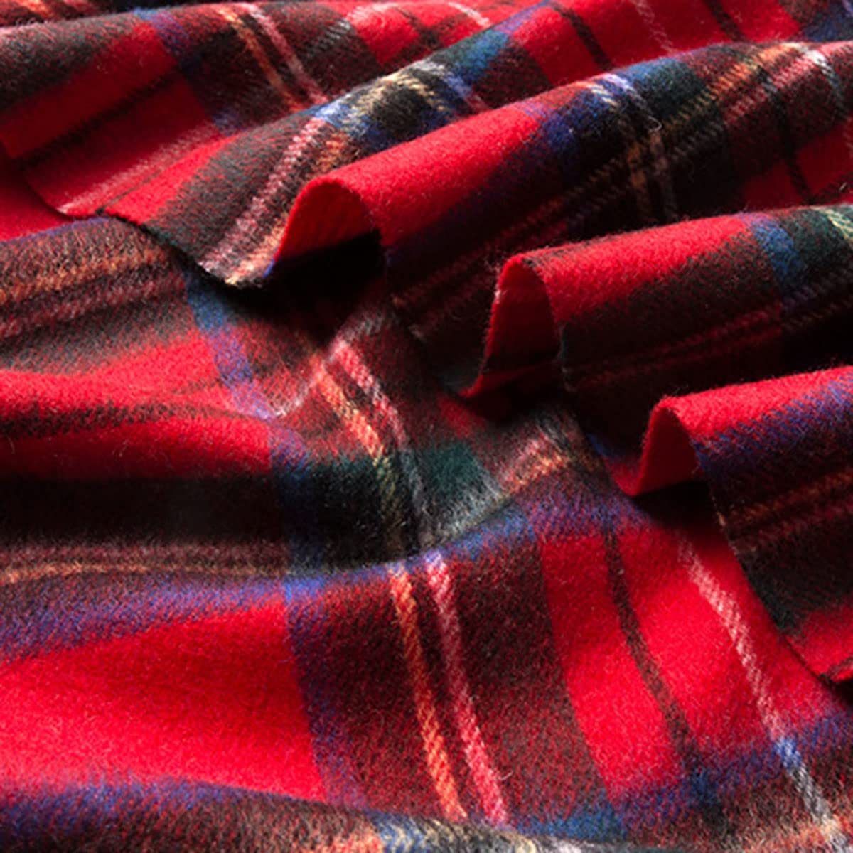 Sciarpa in pura lana, scialli invernali morbidi e caldi, alla moda da donna, con nappe e quadri, colore rosso