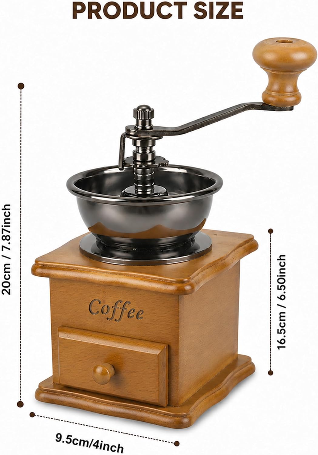 Manual Coffee Grinder with Adjustable Settings - Ceramic Conical Burr Crank Mill, Portable Hand Coffee Bean Grinder for Espresso Pour Over French Press Drip Brew Trave Camping