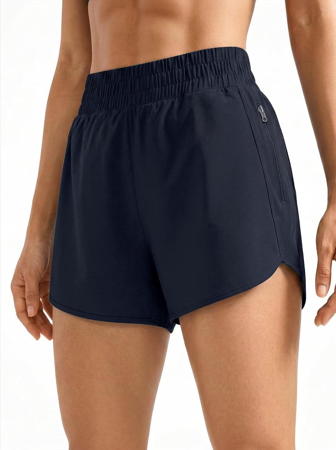 Athletic Shorts for Women High Waisted Quick Dry for Running Workout Gym Track with Zip Pocket S-XXL