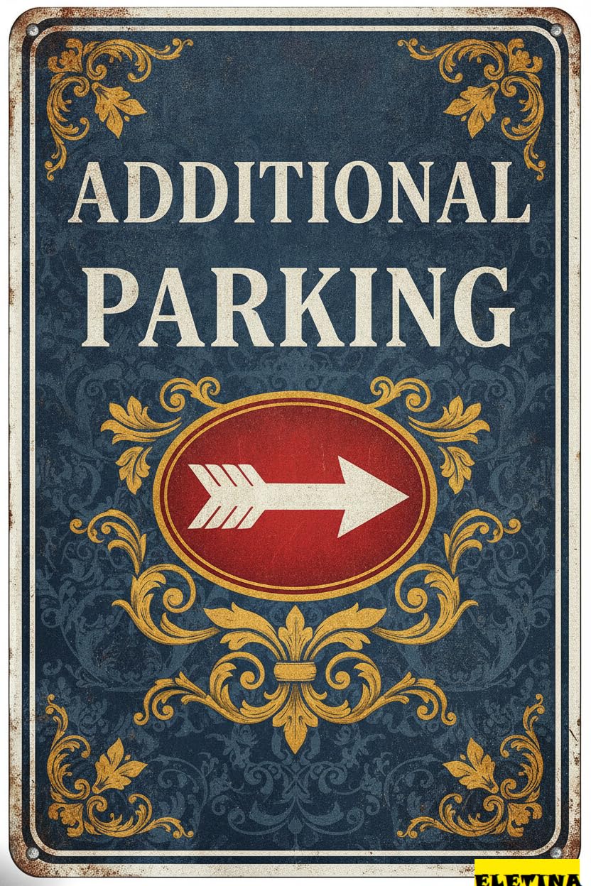 Additional Parking Tin Sign, 8x12 Inch Business Art