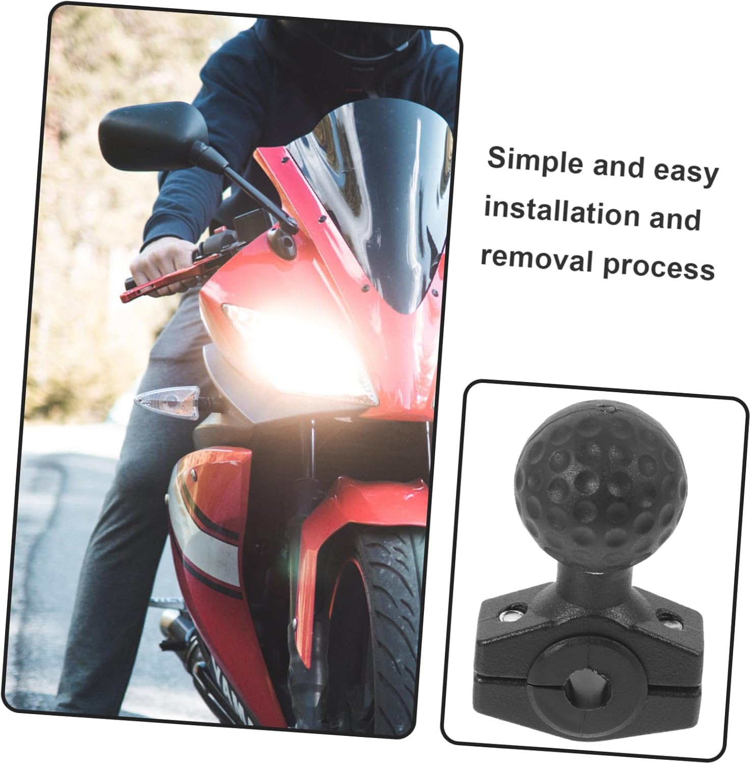 Luxshiny 5pcs Motorcycle Rearview Mirror Mount Handlebar Clamp 360-degree Rotation Sturdy Zinc Alloy TPU