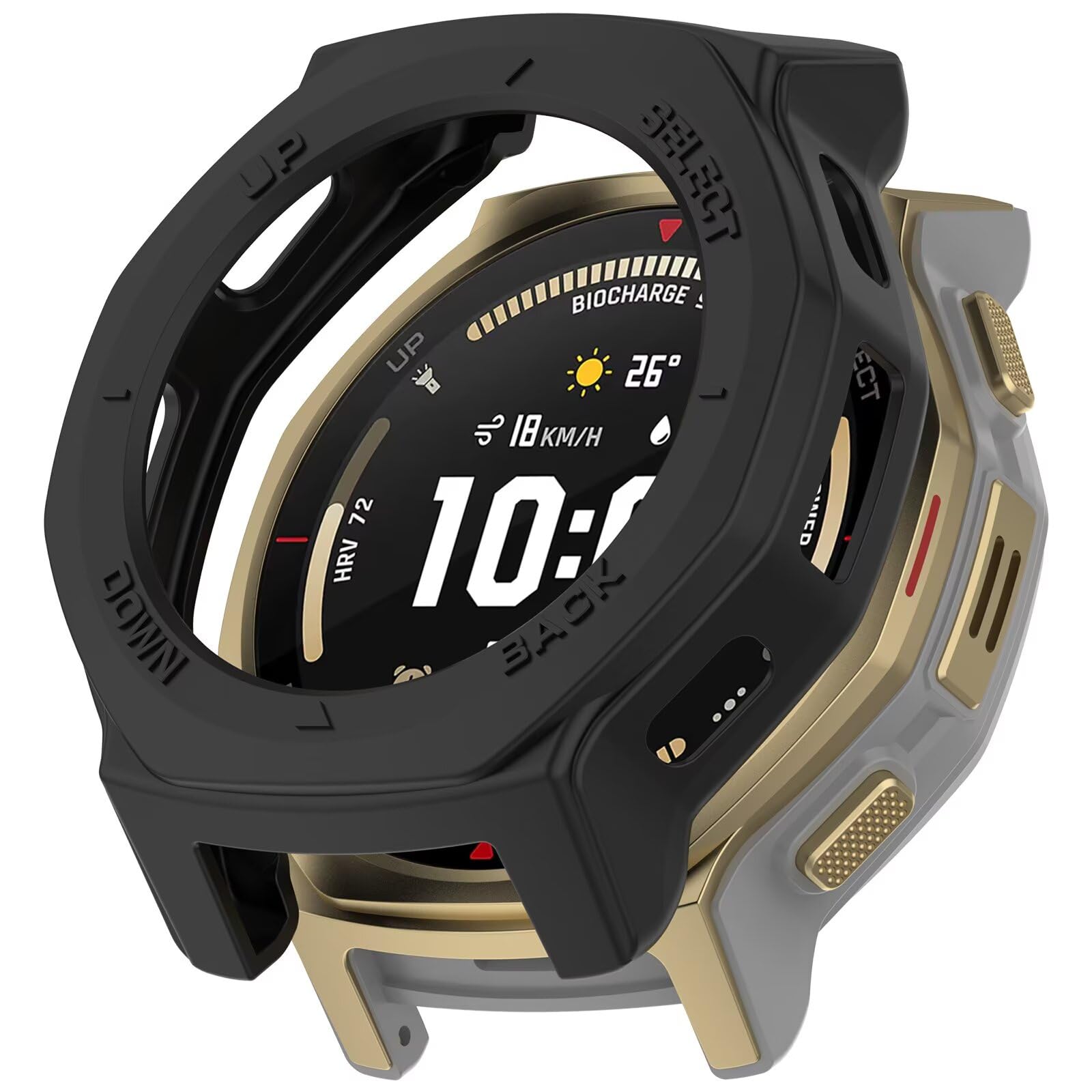 FTRONGRT Case Compatible with Amazfit T-Rex 3 Pro 44mm, Soft TPU, Anti-Scratch, Hollow Look Protective Case, Black