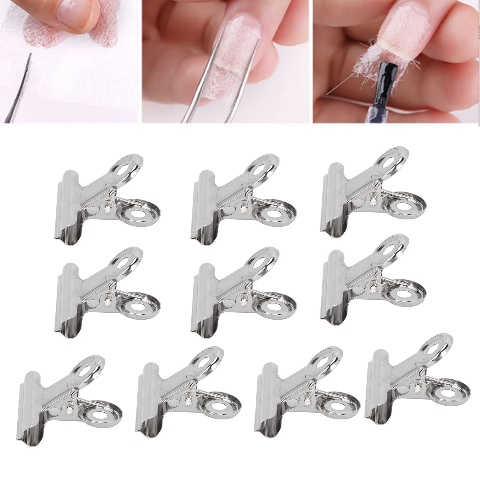 Nail Fiberglass Clip, Ergonomic 10pcs Portable Wear Resistant Nail Pinching Extension Clip Firm Metal for Home for Women for Nail Salon - Image 2