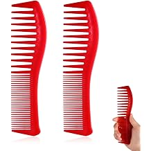 2pcs Hair Combs, Plastic Hairstyle Comb Double Headed Comb Large Tooth & Fine Tooth Comb for Women Men Combing Styling CuttingRed